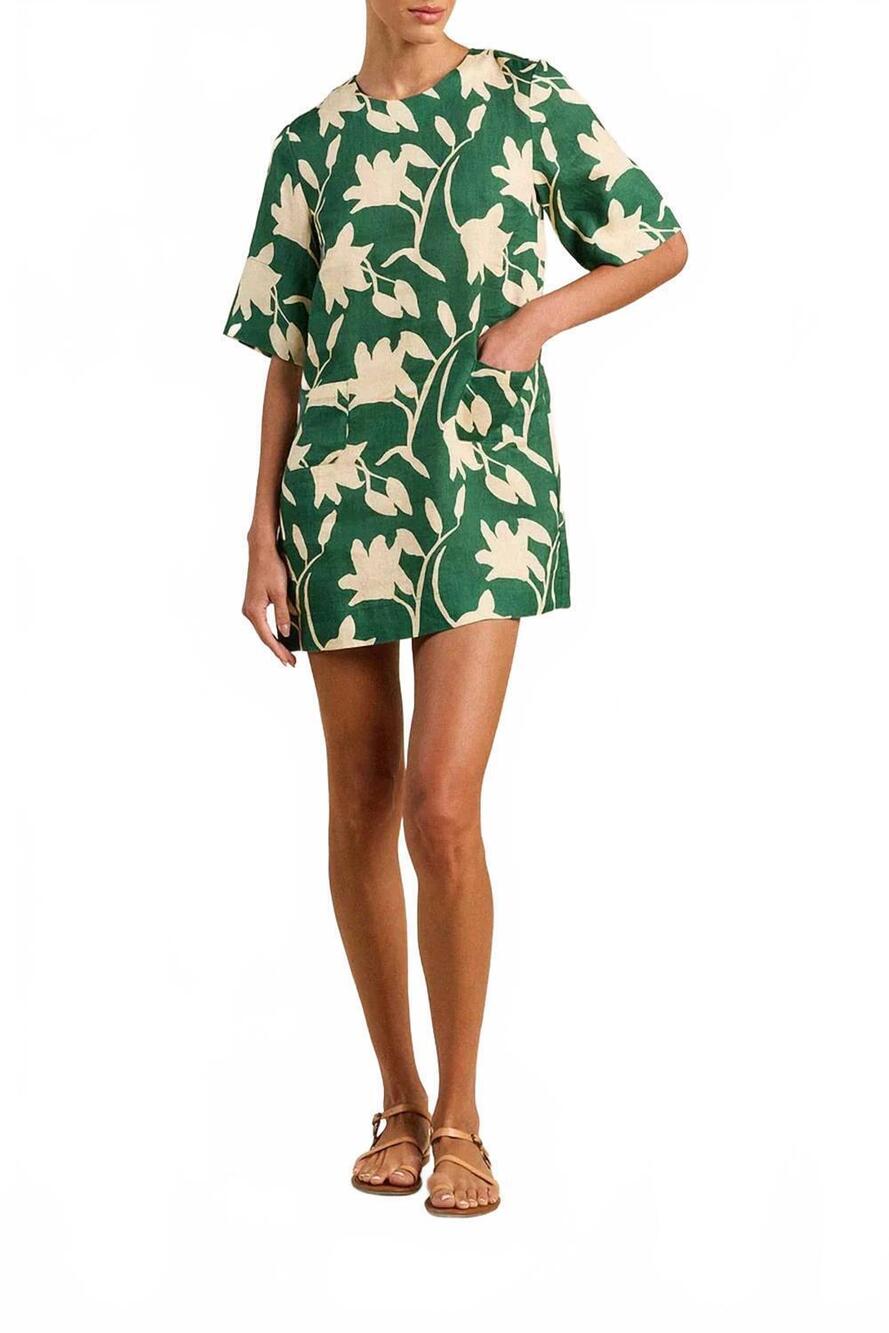 NEW TROVATA manu mini dress in green print